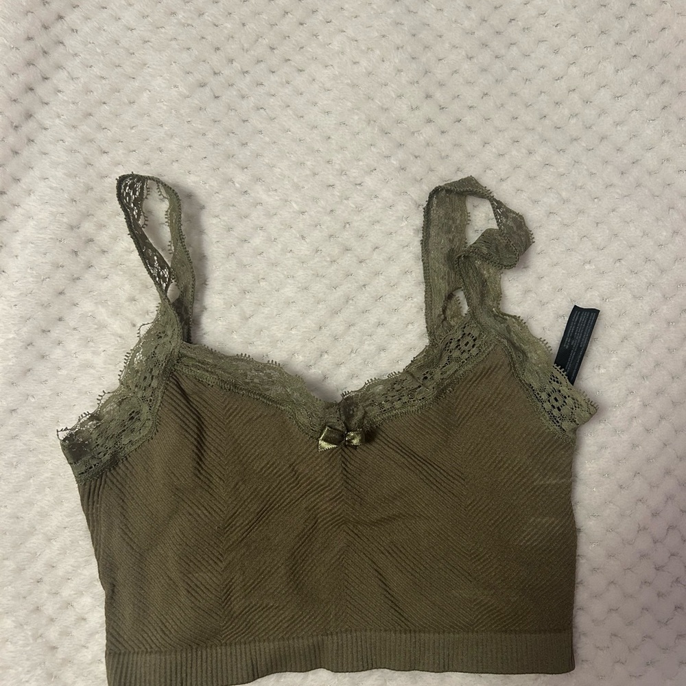 Urban Outfitters Green Bandeau with Ruched Straps